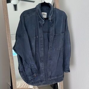 Zara Charcoal Denim Shirt Jacket